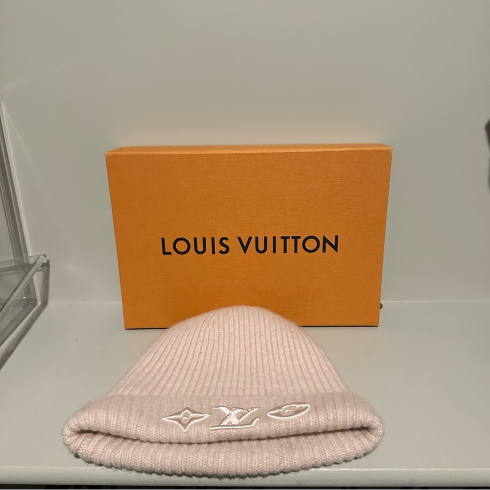 Authentic Louis Vuitton pink beanie.